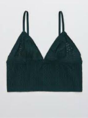 NWOT Aerie Cable Lace Longline Bralette in Dark Green